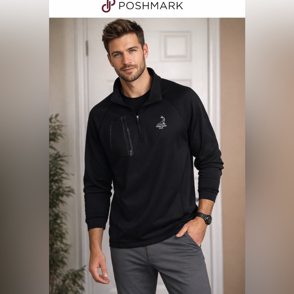 Bobby Jones Black Men's Quarter-Zip Performance Pullover